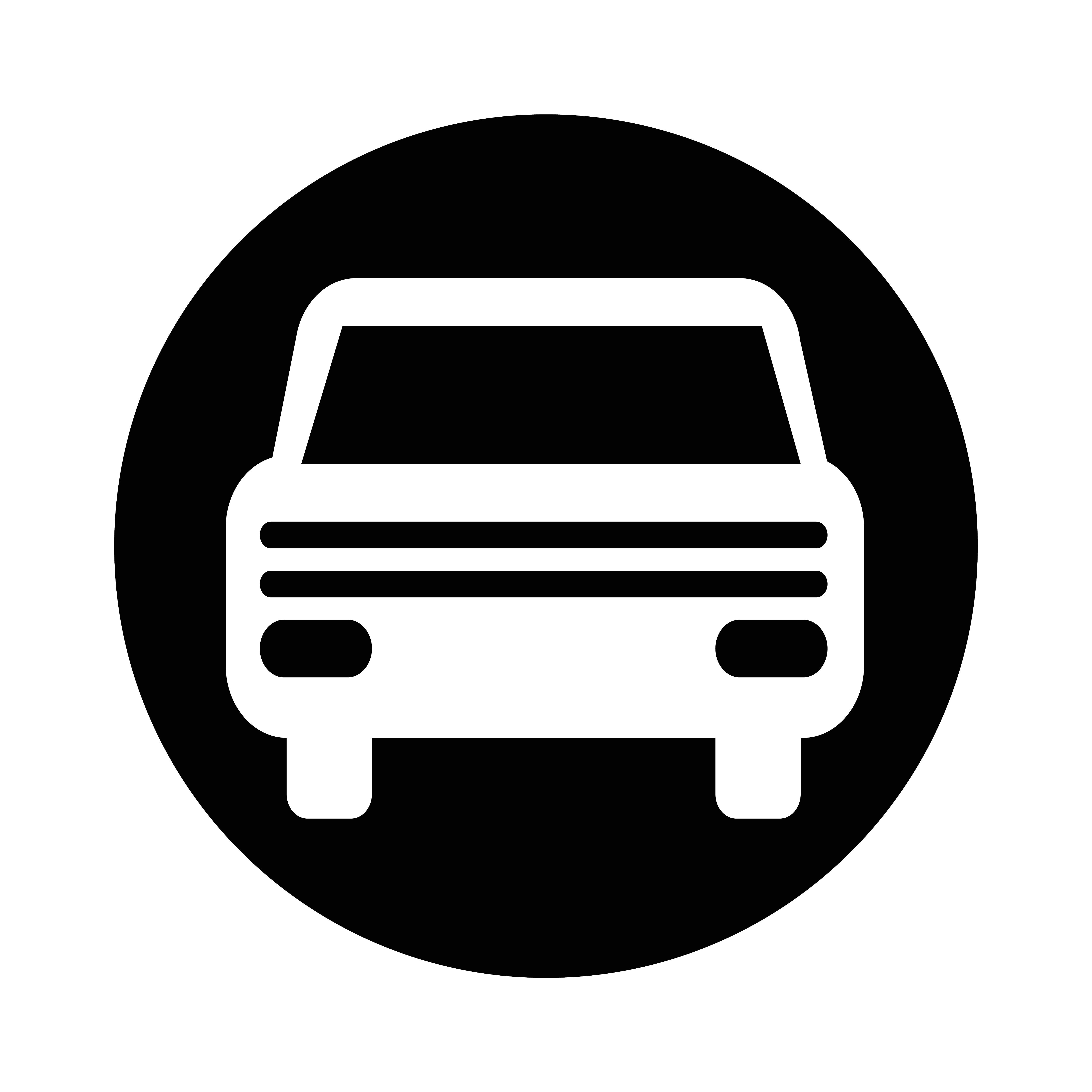 Circular Icon with an Automobile Inside